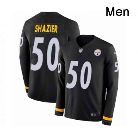 Mens Nike Pittsburgh Steelers 50 Ryan Shazier Limited Black Therma Long Sleeve NFL Jersey